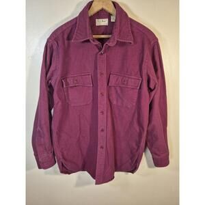 LL BEAN -*VINTAGE* Mens 100% Cotton Chamois Long Sleeve Button Flannel 15 1/2